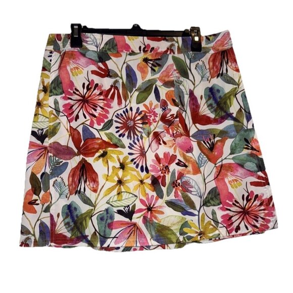 RipSkirt Hawaii Floral Wildflower Watercolor Wrap Stretch Cover Up Skirt Sz L - Picture 1 of 8